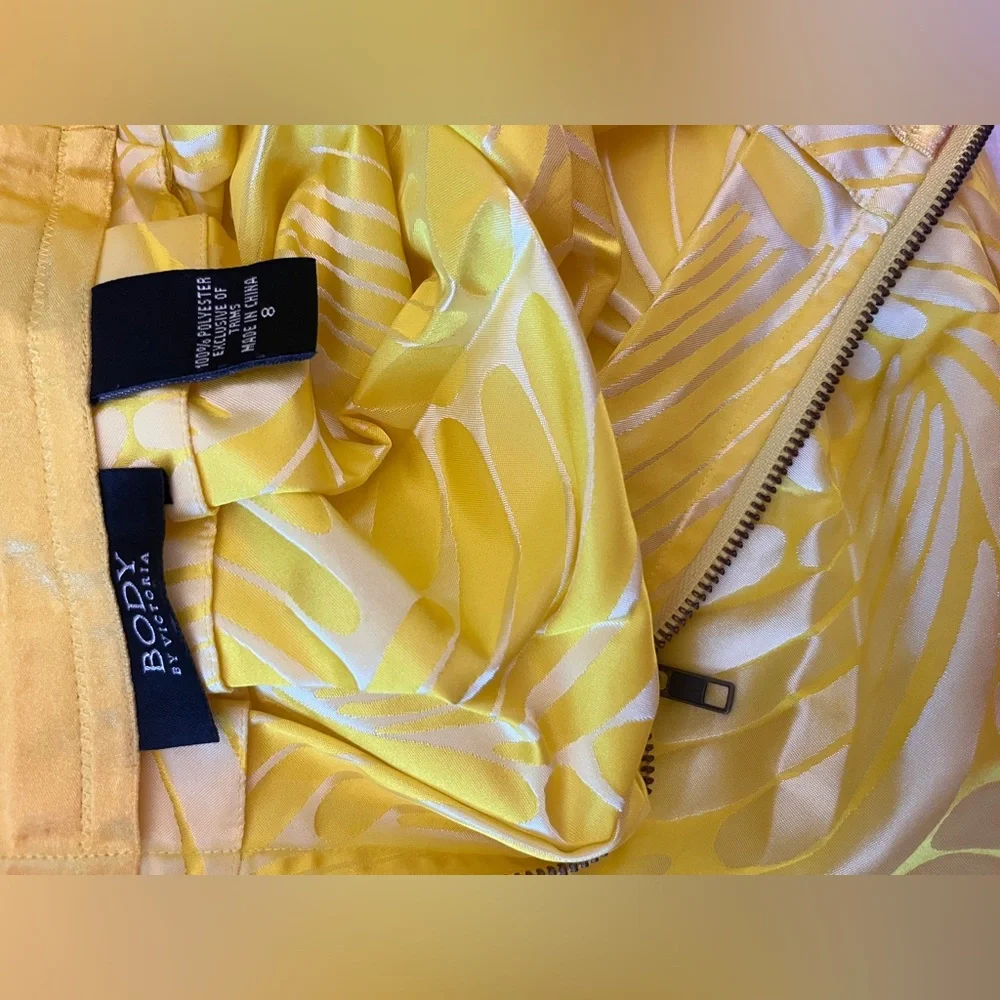 Yellow Floral Jacquard A-Line Midi Skirt
